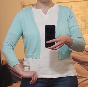 NWT Light blue cropped cardigan Talbots size L new with tags